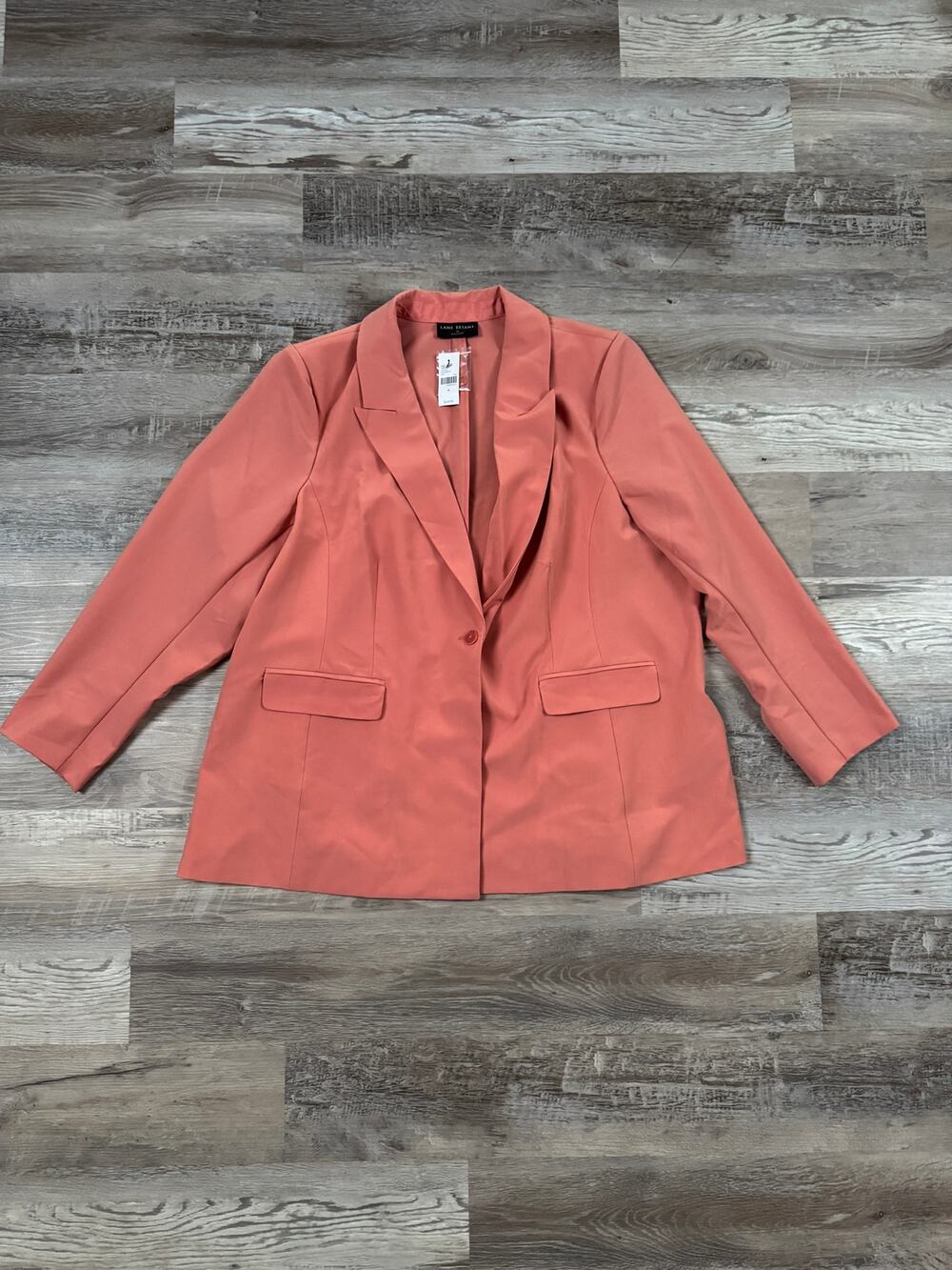 NWT Lane Bryant Coral Pink Longline Blazer 28 Single Button Tailored Office Chic